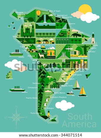 Resort Island Illustrated Map Tourist Destination Stock Vector ...