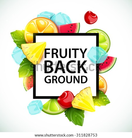 Vector colorful background with fruits and berries.