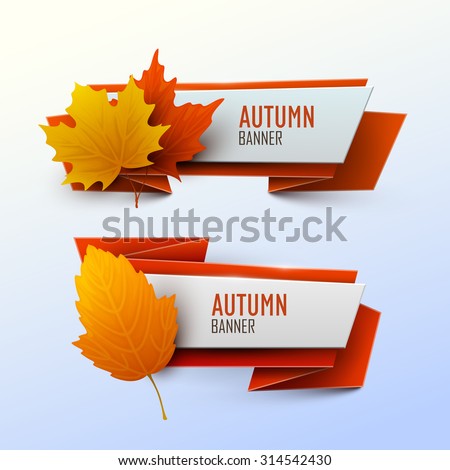 Set of vector banners with autumn leaves.