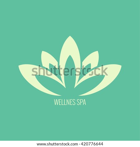 Abstract vector logo element. Lotus flower. Icon for beauty, health care, wellness, fashion, cosmetic, perfume, yoga emblem, herbal product, spa, massage salon. delicate color. petals lotus