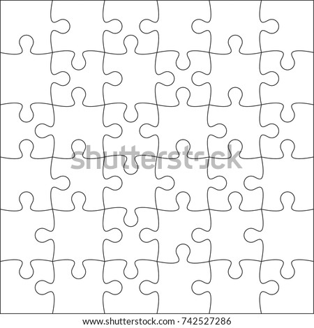 Jigsaw Puzzle Blank Template Cutting Guidelines Stock Vector 742527286 ...