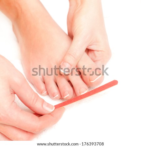 Nhiếp ảnh cận cảnh của một móng chân Người phụ nữ nộp đơn