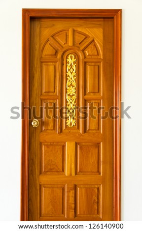 Carved Wooden Door  Golden  Thai Design  Stock Photo Royalty 