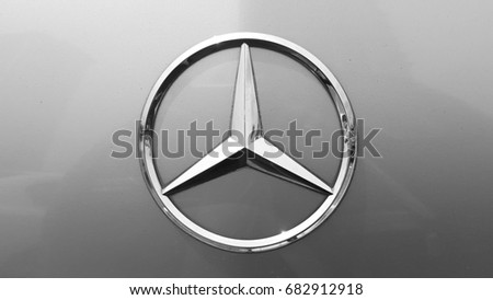 KUALA LUMPUR, MALAYSIA - JULY 21ST, 2017 : Close up image of Mercedes-Benz car logo. Mercedes-Benz is a global automobile manufacturer and a division of the German company Daimler AG.