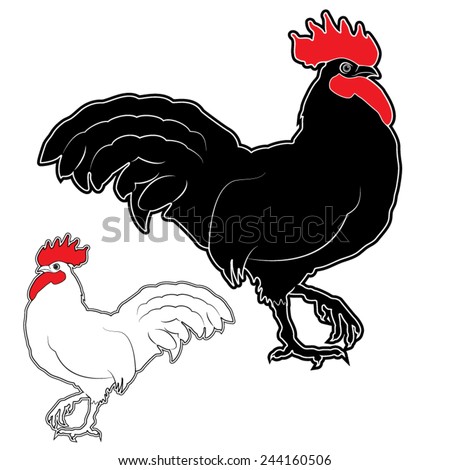 Illustration Stylized Rooster Vector Image Stock 244160506 Gambar Ayam