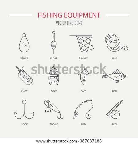 Collection Different Fishing Gear Names Made 스톡 벡터 387037183 - Shutterstock