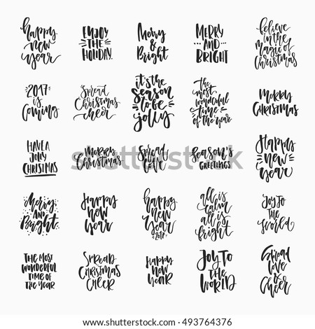 Christmas Lettering Collection Unique Handdrawn Phrases 