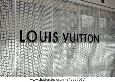 Honolulu, HI, USA - November 24, 2016: Logo of LOUIS VUITTON. Louis Vuitton is a French company specialized in fashion accessories, as well as the main brand of the industrial group.