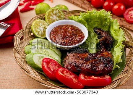 Ayam Bakar Grilled Chicken On Palm Stock Photo 583077343 ...