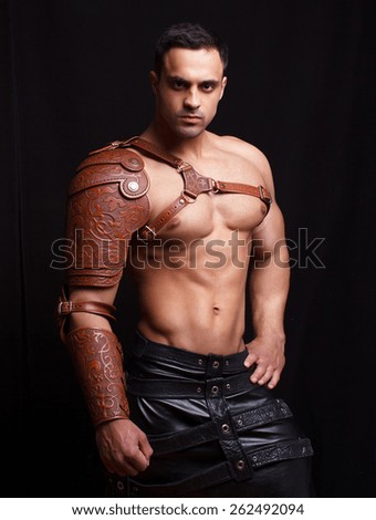 man in leather armor