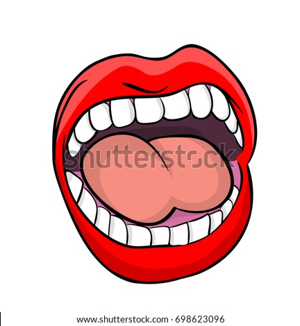 Shouting Lips Teeth Tongue Cartoon Vector Stock Vector 698623096 ...