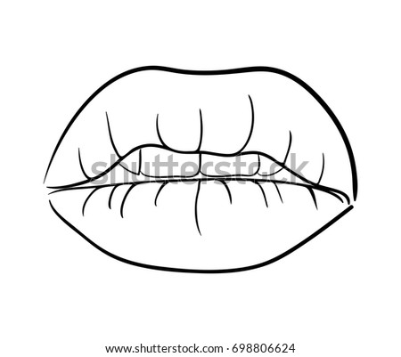 Lips Closed Outline Cartoon Vector Symbol Stock Vector 699315085 ...