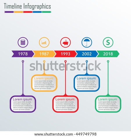 Timeline Infographics Template Icons Horizontal Timeline Stock Vector ...