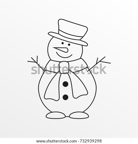 Snowman outline icon. Vector illustration.