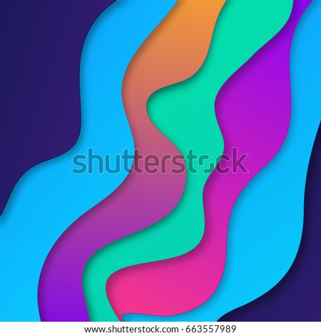 Cut Paper Art Abstract Waves In Realistic Trendy Craft Style Modern Origami Design Template Cut Paper Art Abstract Waves In Realistic Trendy Craft Style Modern Origami Design Template