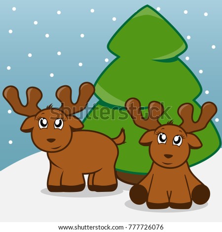 Cute Baby Reindeer Christmas Tree Stock Vector 777726076 Shutterstock