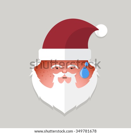 Flat santa claus tried emoticon. vector illustration.