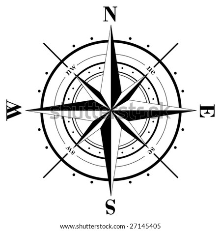 Black Compass Rose Isolated On White Stock Illustration 27145405 ...