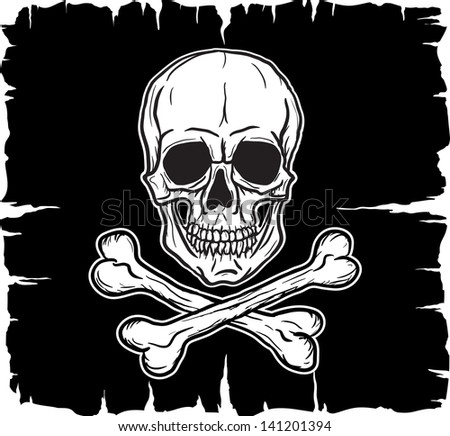 Skull Crossbones Over Black Flag Vector Stock Vector 110118575 ...