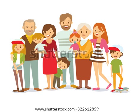 Big Family Portrait Stock Vector (Royalty Free) 322612859 - Shutterstock