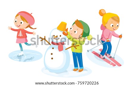 Winter Activities Kids Stock Vector 759720226 - Shutterstock