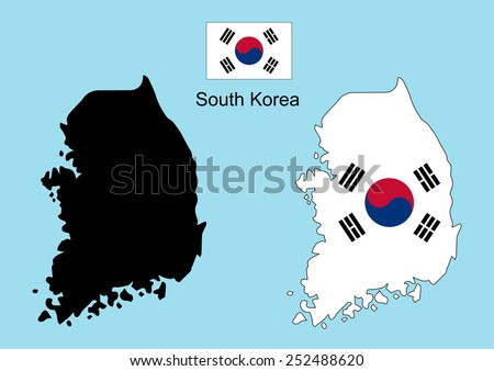 South Korea Map South Korea Flag Stock Vector 252488620 - Shutterstock