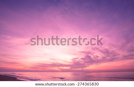 Beautiful sunrise sky in purple filter.
