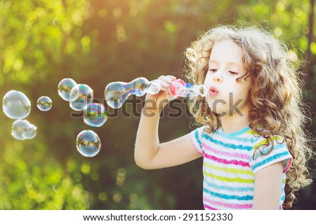 Portrait Funny Lovely Little Girl Blowing Stock Photo 62346658 ...