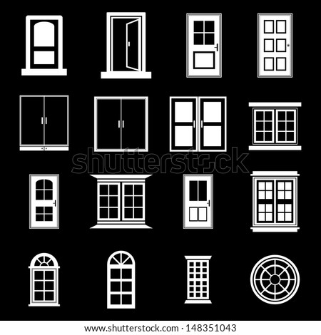 Vector Windows And Doors Door and Window vector - White