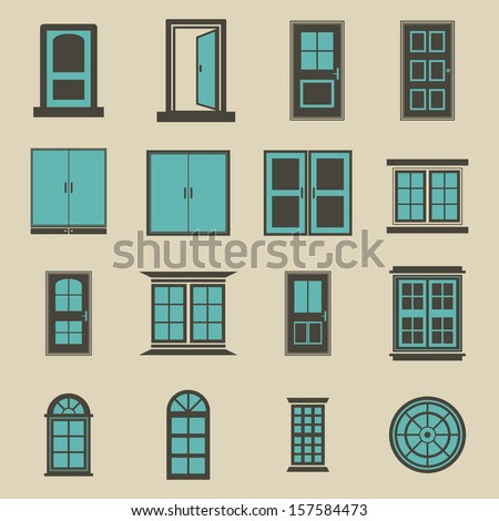 Vector Windows And Doors Door and window vector - Color