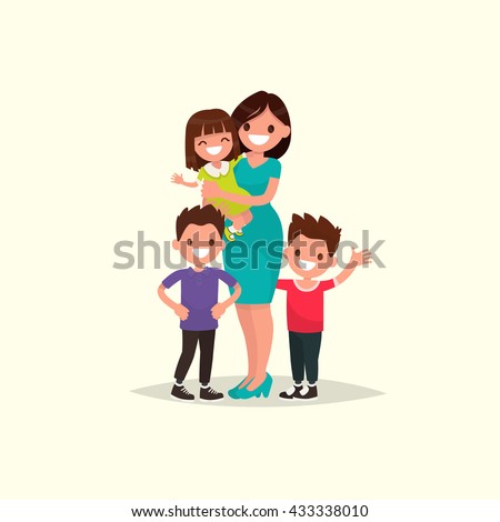 Mother Many Children Daughter Two Sons Stock Vector 433338010 ...