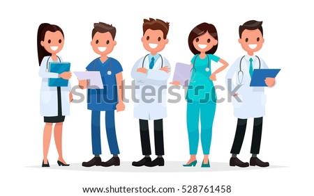 Team doctors on a white background. Vector illustration in flat style