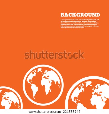 Modern Design Background Globe Sign Icon World Map Geography Symbol Orange Poster With Modern Design Background Globe Sign Icon World Map Geography Symbol Orange Poster With