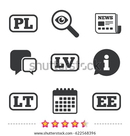 Language Icons Pl Lv Lt Ee Stock Vector 622568396 - Shutterstock