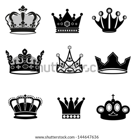 Vector Black Crown Icons Set On Stock Vector 144647636 - Shutterstock