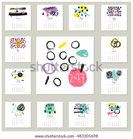 Calendar 2016 Templates Cutout Leaves Flowers Stock Vector 346411094 Shutterstock Creative Calendar Template