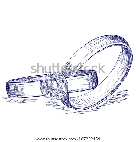 Wedding Rings Sketch Stock Vector 187259159 - Shutterstock