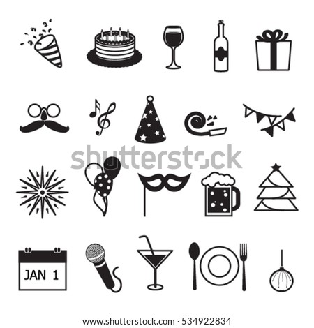 Party Celebration Icon Collection Vector Silhouette Stock Vector ...