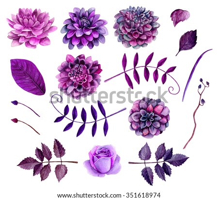 Watercolor Purple Flowers Clipart Floral Clip Art Watercolor Purple Flowers Clipart Floral Clip Art
