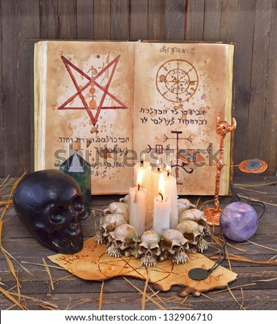 Black art (satanic rites) - stock photo