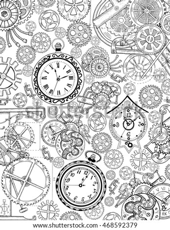 coloring book page mechanical details cogs