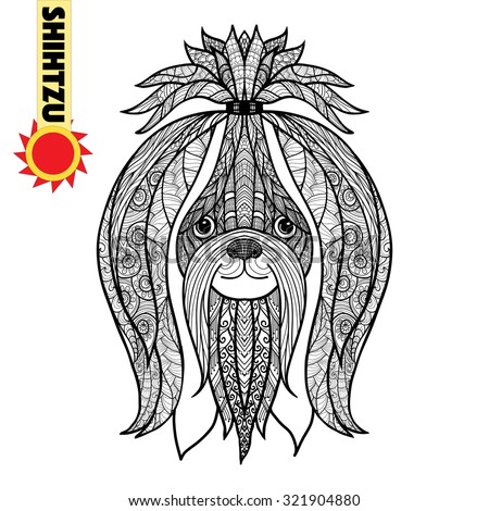 zentangle stylized shihtzu head hand drawn dog doodle vector illustration sketch for tattoo or - Shih Tzu Coloring Pages zentangle stylized shihtzu head hand drawn dog doodle vector illustration sketch for tattoo or - Shih Tzu Coloring Pages