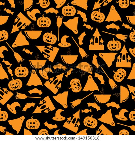 seamless patternhalloween backgroundhalloween orange symbols on an black backgroundvector - Black And Orange Halloween seamless patternhalloween backgroundhalloween orange symbols on an black backgroundvector - Black And Orange Halloween