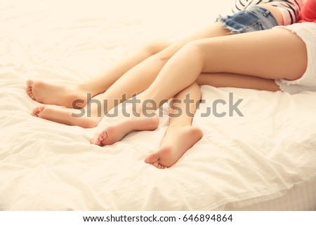 Girls drinking pissing Lesbian feet on bed