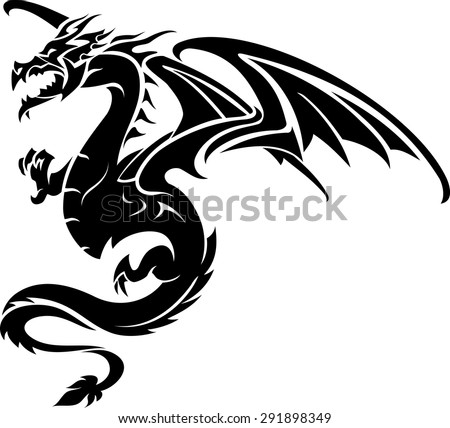 Flying Dragon Tattoo Stock Vector 291898349 - Shutterstock