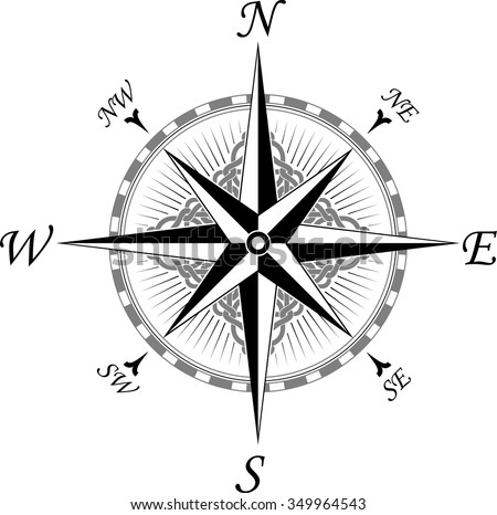 Celtic Compass Vintage Style Navigational Compass Against Stock Vector ...