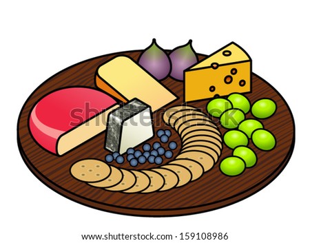 Cheese Platter Selection Cheeses Fruit Crackers Stock Vector (Royalty