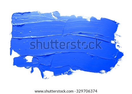 blue oil paint spot isolated on white background