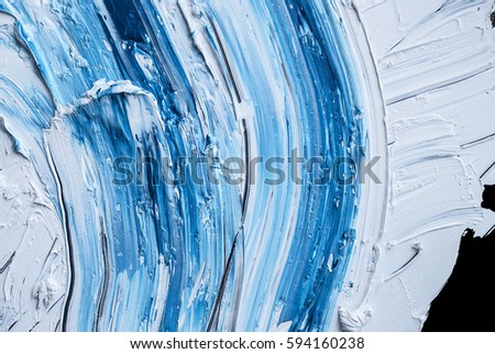 Abstract blue oil painted background ,mixing colored paints