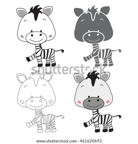 cartoon zebra dot to dot educational game for kidsshadow of zebra